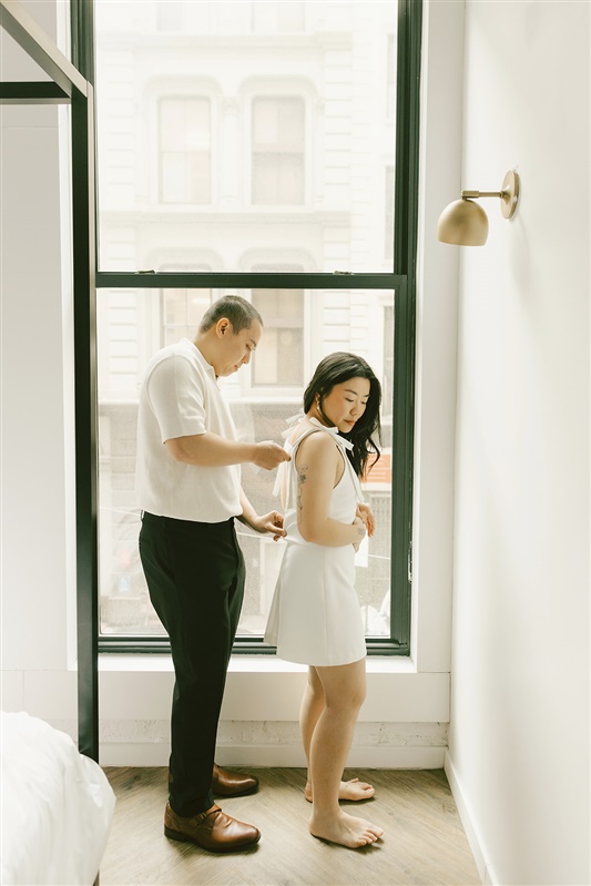 Bride and groom getting ready photos