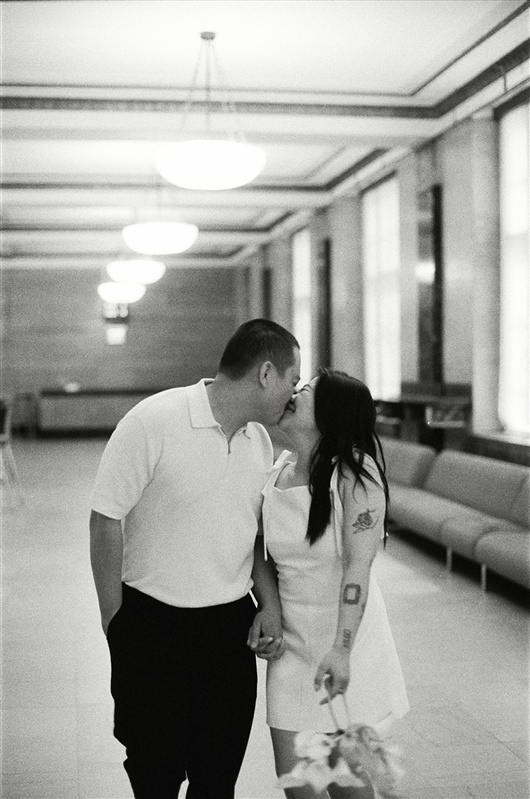 Bride and groom photo from NYC city hall elopement